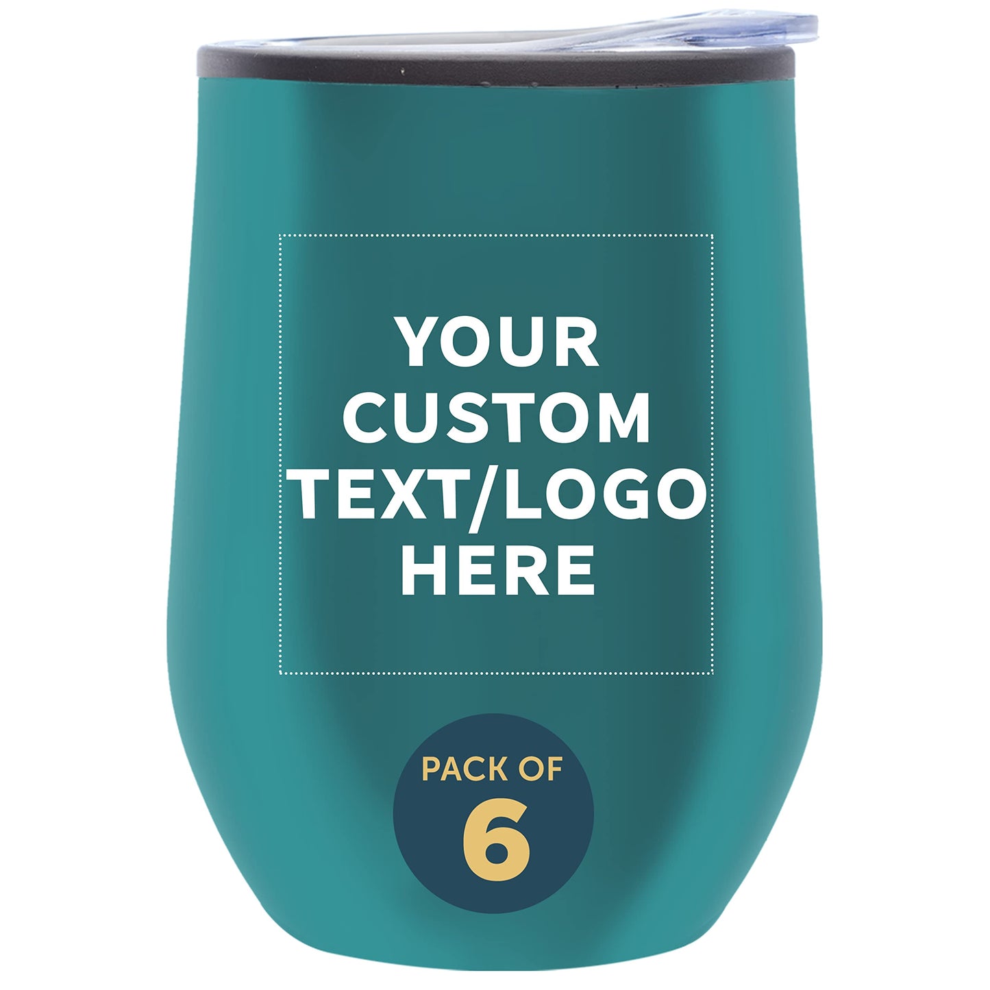 Custom Stemless Wine Tumblers 12 oz. Set of 6, Personalized Bulk Pack - Insulated, Perfect for Wine, Cocktails, Other Hot & Cold Beverages - Silver
