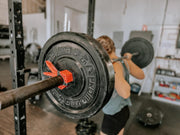 Next Gen Barbell Clips for crossfitters, Max Weight Capacity, Optimized Bar Locks for Olympic & Power Lifting (Red, Set of 2 Clamps)