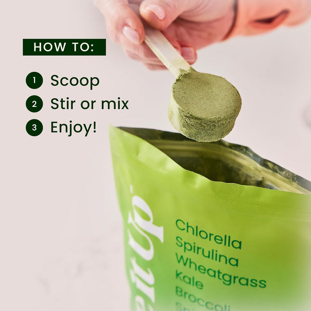 LIVE IT UP Super Greens Powder | All-Natural Plant-Based Superfood Blend with Probiotics & Digestive Enzymes | Supports Gut Health, Immunity, Energy, and Daily Wellness | No Added Sugar - 30 Servings