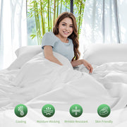 LBRO2M Cooling Bed Sheet 100% Viscose Derived from Bamboo Sheet Set King Size 4 Piece,16" Deep Pocket, 1800 TC Sheet Super Soft Silky Smooth,Breathable Comfortable (King White)