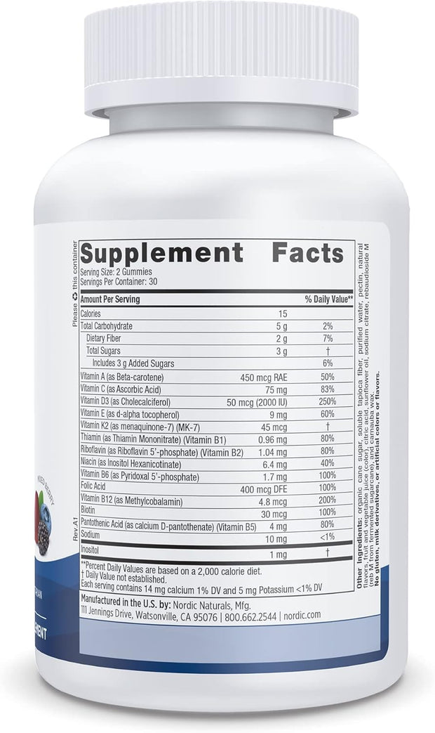 Nordic Naturals Women's Multivitamin Gummies, Mixed Berry - 60 Gummies - Support for Healthy Skin, Hair, Bones, Energy & Immunity - Non-GMO, Vegetarian - 30 Servings