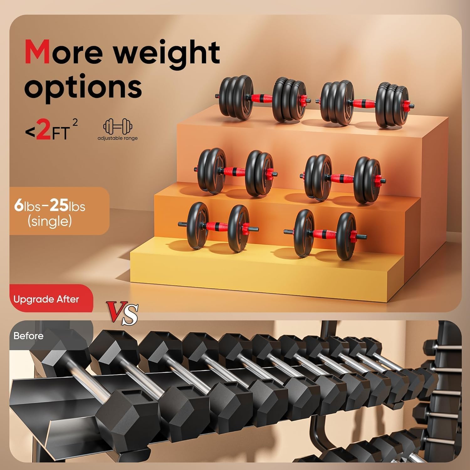Adjustable Dumbbells, 10/20/35/45/70/90lbs Free Weight Set with Connector, 4 in1 Dumbbells Set Used as Barbell, Kettlebells, Push up Stand, Fitness Exercises for Home Gym Suitable Men/Women