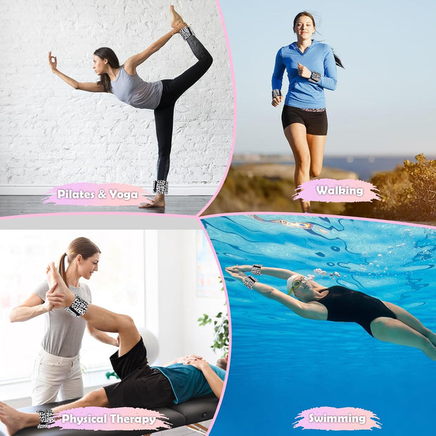 Wrist Ankle Weights for Women Set of 2, Adjustable Silicone Weighted Bangles, Wearable Ultra-durable Strips Weight Bracelet 2 lbs/4 lbs for Yoga, Pilates, Barre, Walking, Arm & Leg Workout