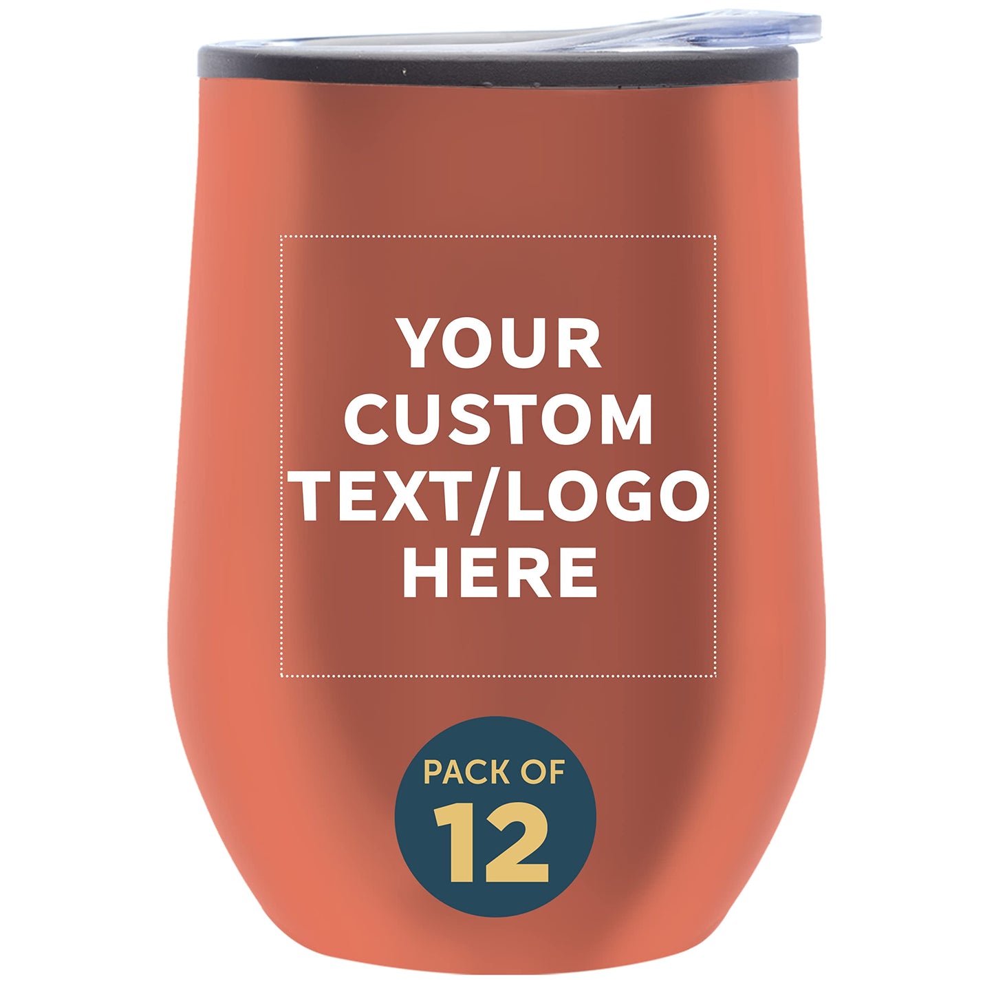 Custom Stemless Wine Tumblers 12 oz. Set of 6, Personalized Bulk Pack - Insulated, Perfect for Wine, Cocktails, Other Hot & Cold Beverages - Silver