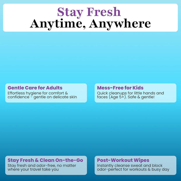 Zero Trace Travel Deodorant Wipes - 60 Count- 24 Hour Odor Control - Aluminum Free Hypoallergenic Mini Deodorant For Women and Men - Individually Wrapped Underarm & Body Wipes- Nature Bliss Trio