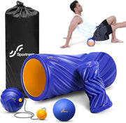 Sportneer 4 in 1 Foam Roller Set: Dual Textures Foam Roller, Foot Roller, Lacrosse Ball, Traction Massage Ball with String, Deep Massage Roller for Whole Body Release, Physical Therapy