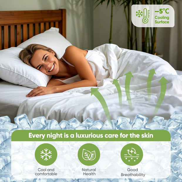 TWK Luxury Sheet Set, Genuine 100% Organic Viscose Derived from Bamboo, Cooling & Breathable, Silky Soft, Bedding Sheets & Pillowcases (White, King(78 * 80 * 15))