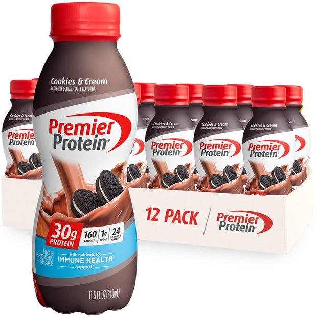 Premier Protein Shake, Vanilla, 30g Protein, 1g Sugar, 24 Vitamins & Minerals, Nutrients to Support Immune Health 11.5 fl oz, 12 Pack