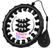 Weighted Hula Infinity Fitness Hoop for Adult Weight Loss, 2 in 1 Smart Fitness Workout Hula Circle Hoops with 28 Links(53 Inch), Exercise Fit Hoop Suitable for Women and Beginners
