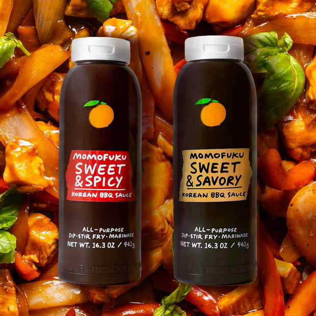Momofuku Sweet & Savory Korean BBQ Sauce with Soy Sauce, Fresh Ginger, & Pear for Stir Fry, Barbecue, and Marinade; Galbi Style with Smoky, Savory-Sweet Flavor