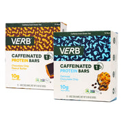 Verb Energy Caffeinated Protein Bar Bundle – Chocolate Chip Peanut Butter & Oatmeal Chocolate Chip – 10g Plant-Based Protein – Vegan, Gluten-Free, 200-Calorie Low Sugar Energy Bars with Organic Green