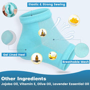 Moisturizing Heel Socks - 6 Pairs for Dry Cracked Feet, Toeless Gel Socks for Hydration and Repair