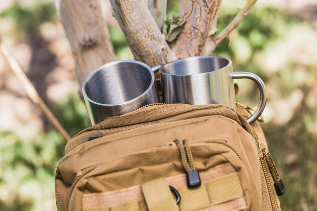 Stainless Steel Coffee Mugs – 15 oz Double Wall Stainless Steel Mugs with Handle, Metal Coffee Cups for Tea, Insulated Mug Set of 2 – BPA Free, Durable, Unbreakable Metal Coffee Mugs for Camping