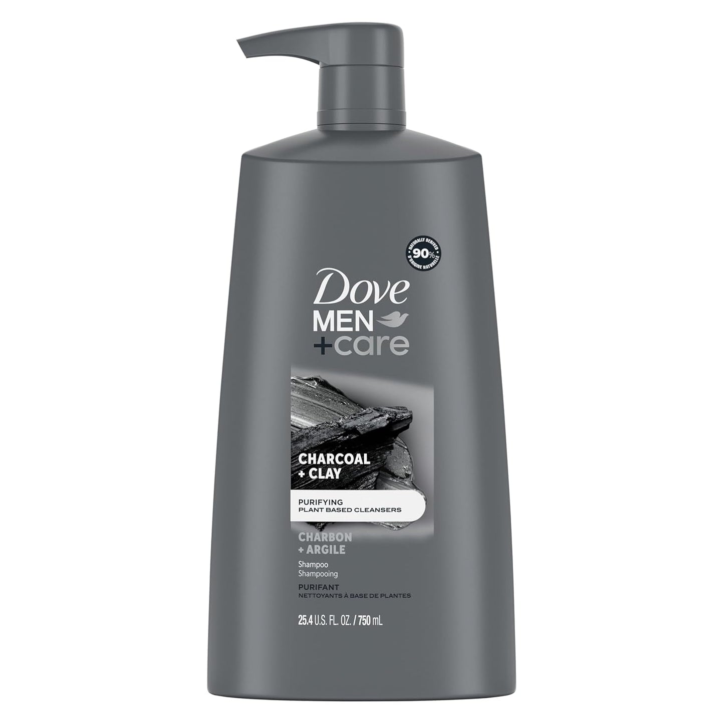 Dove Men+Care Men Shampoo For Healthy-Looking Hair Charcoal + Clay Naturally Derived Plant Based Cleansers 25.4 oz