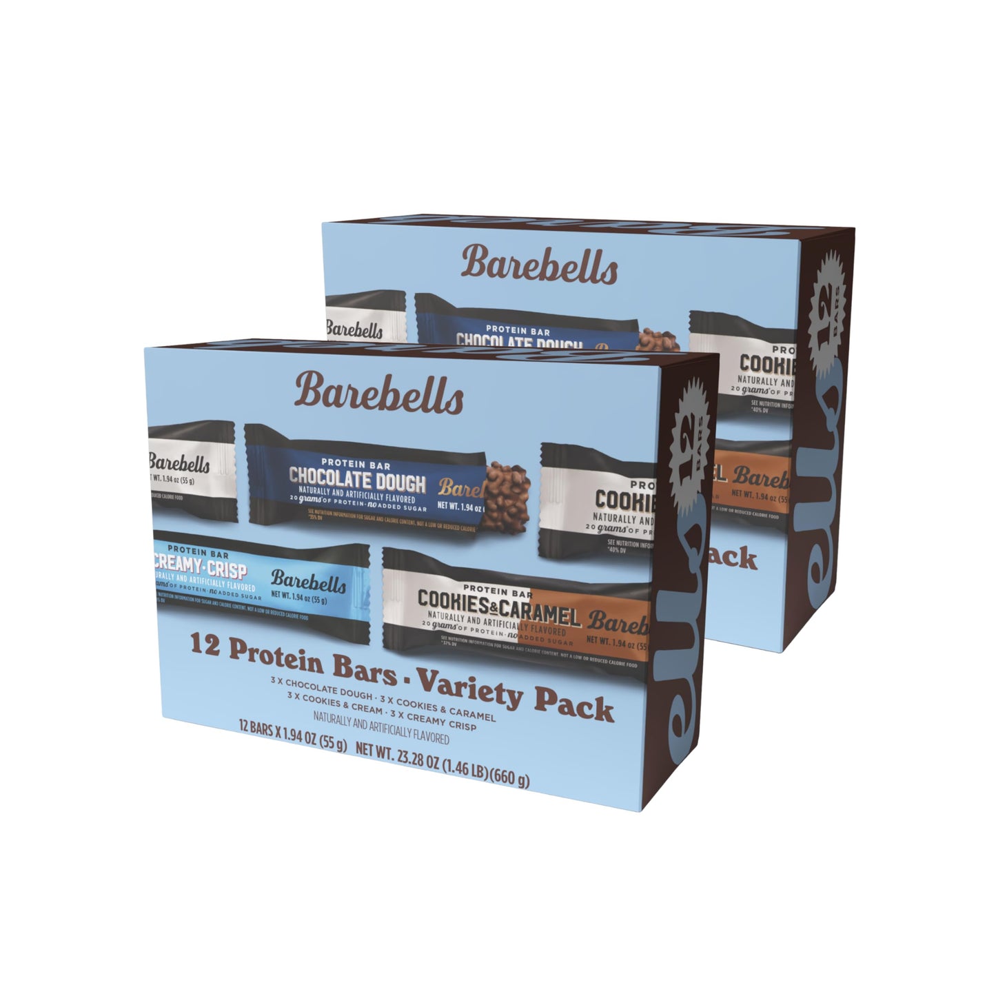 Barebells Protein Bars Variety Pack - 12 Count, 1.9oz Bars - Protein Snacks with 20g of High Protein - Chocolate Protein Bar with 1g of Total Sugars - Perfect on The Go Protein Snack & Breakfast Bars