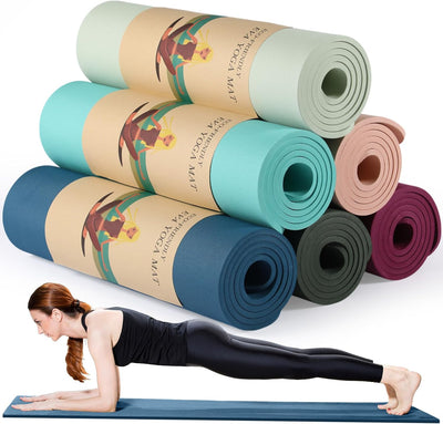 Timgle 6 Pcs 10mm Thick Yoga Mat, 68 x 24 Inches, Anti-Slip Tear-Resistant Exercise Mat for Adult Fitness, Stretching, Home Workout and Studio