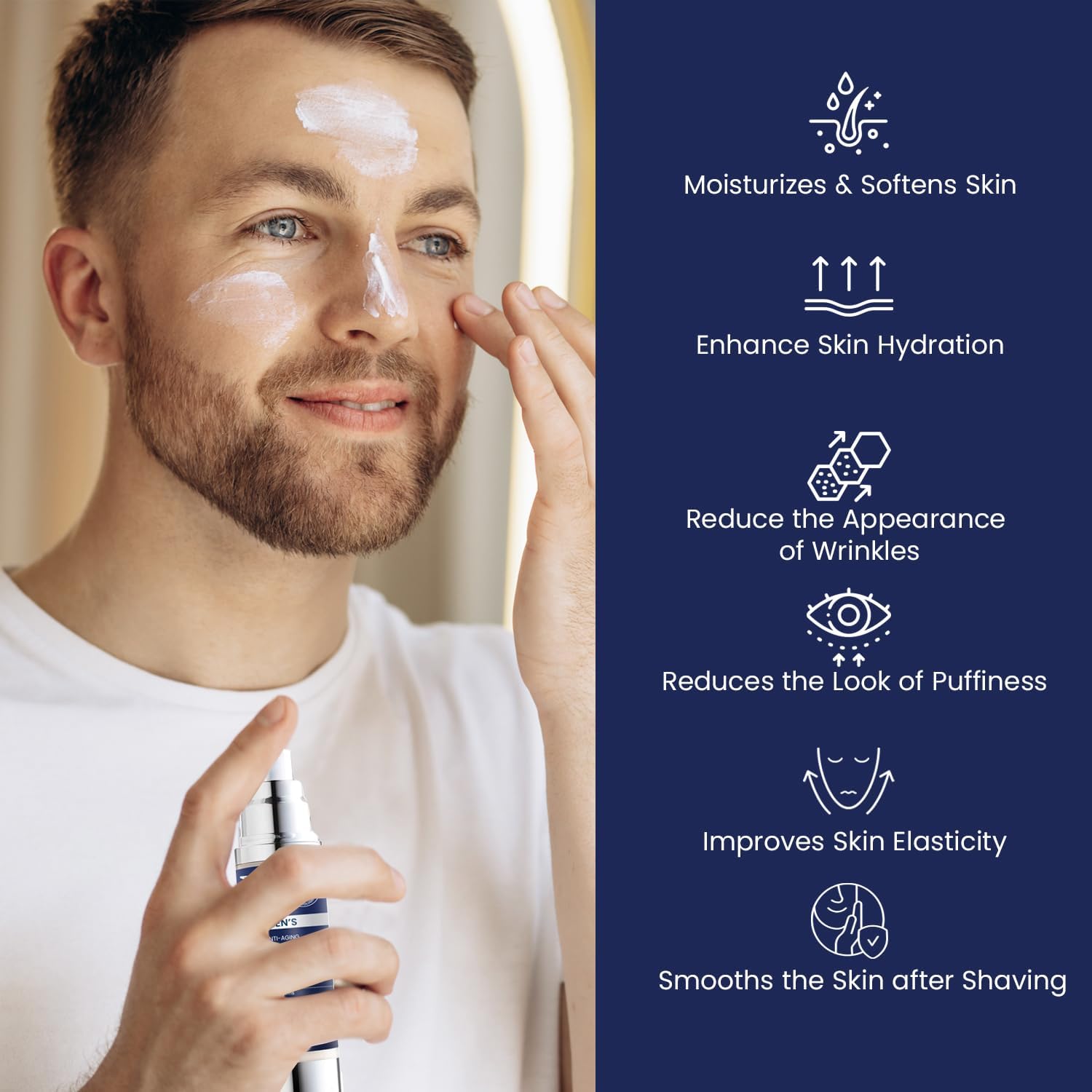 6-in-1 Mens Face Moisturizer: Face Cream for Men - Reduce the Look of Eye Bags, Dark Circles, and Puffiness - Skin Care for Men - 1.7 fl oz