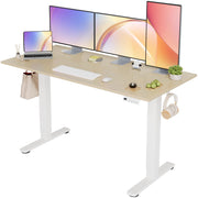 Seang Electric Standing Desk Adjustable Height, 40 x 24 Inch Sit Stand Desk with T-Shaped Frame, 3 Memory Presets & Cable Management for Home Office Computer Workstation, Black Frame/Black Top