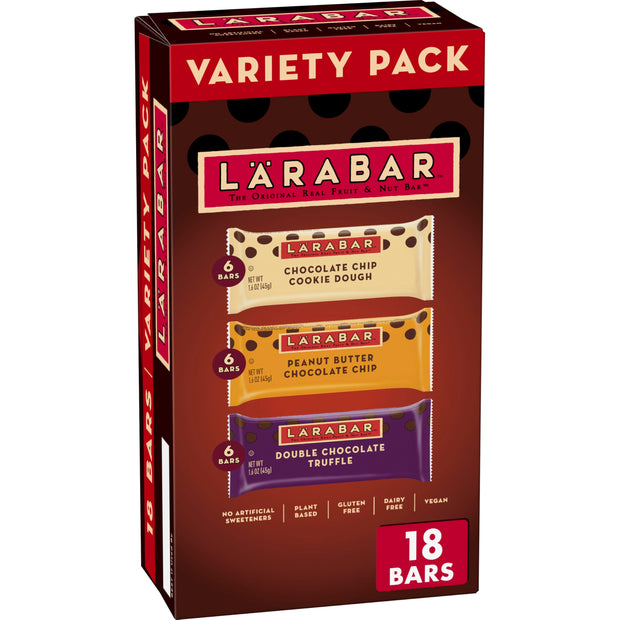 LARABAR Fruit & Nut Bars Variety Pack 18 Count (1.6 oz Each), Blueberry Muffin Lemon Apple Pie, Vegan Gluten Free Dairy Free Plant Based, Granola Snack Bars Breakfast Snacks For Adults