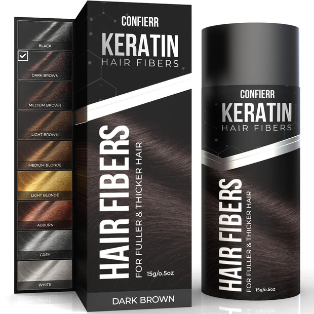 Keratin Hair Fibers for Men & Women - Fill In Fine or Thinning Hair, Instantly Thicker, Fuller Looking Hair (Black, 15g)