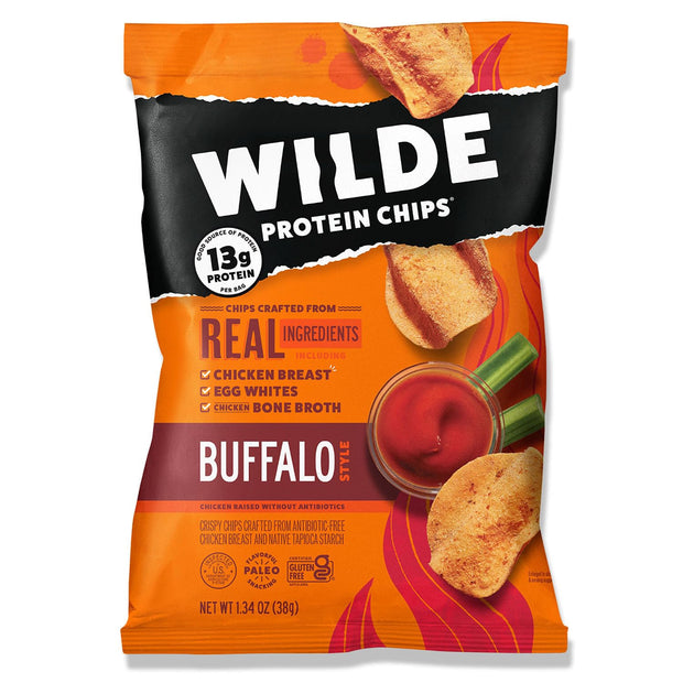 WILDE Buffalo Protein Chips, Thin and Crispy, High Protein, Keto Friendly, Made with Real Ingredients, 2.25oz Bags (Pack of 8)…