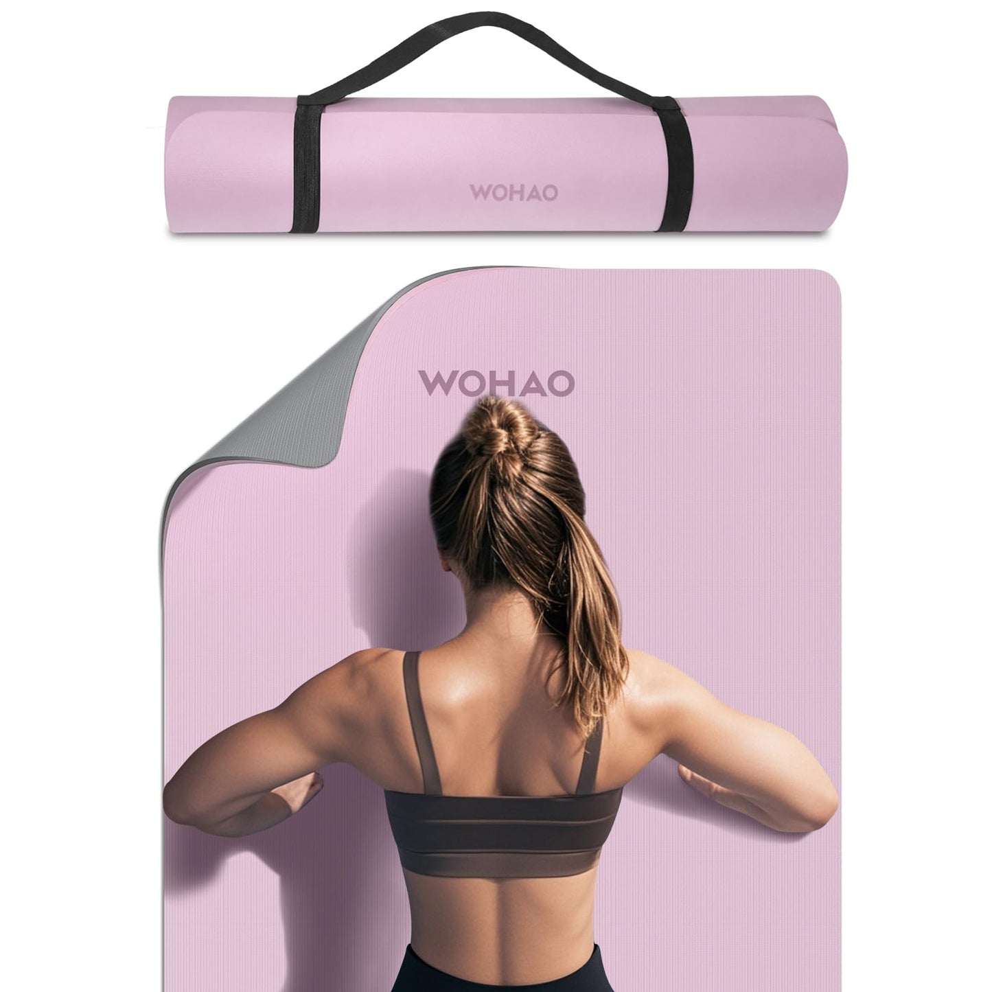 Extra Thick 8mm Yoga Mat for Women & Men – 72"x28" Non-Slip 2-Sided (Dual Color) Exercise Mat – Thick Yoga Mat for Home Gym, Pilates, Stretching – Includes Carrying Strap, Non-Toxic & Odorless