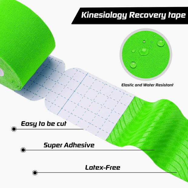 Kinesiology Tape Precut 3 Rolls, Athletic Sports Tape for Muscle Joints Support, 60 Strips for Knee Ankle Shoulder Wrist, Latex Free and Water Resistant, Pink