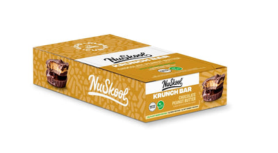 NuSkool Snacks Chocolate Peanut Butter Keto Friendly Protein Krunch Bars (12 Pack) - 7g Fiber, 10g Clean Plant-Based Protein, 3g Net Carbs - Gluten-Free, Non-GMO, Vegan, Low Carb Keto Healthy Breakfast Snack