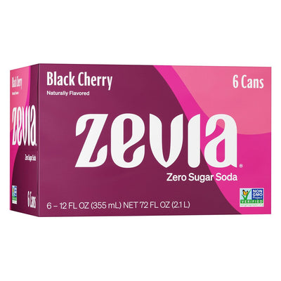 Zevia All Natural Soda, Black Cherry Zero, 12 Fl Oz (Pack of 6)