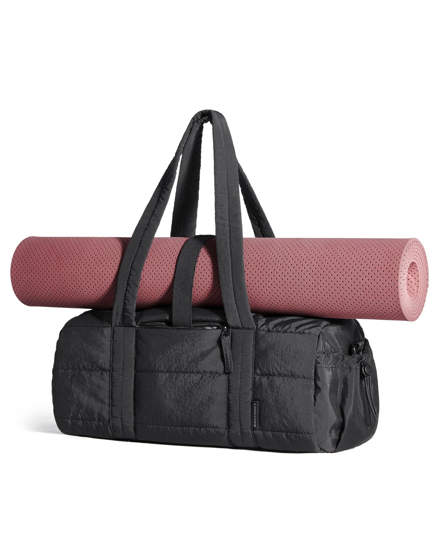 BAGSMART Reiki Gym Bag for Women, Yoga Mat Duffle Bag with Wet & Dry Pocket, Quilted Sports Bag for Weekend/Swimming, Sand Brown
