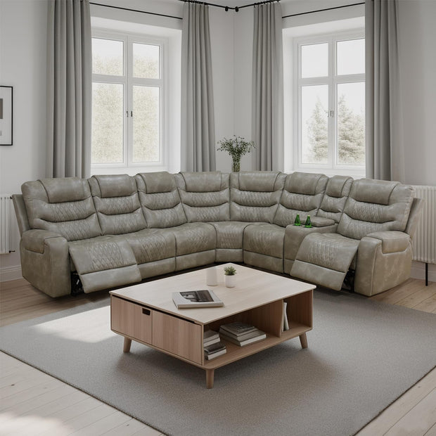 Living Room Furniture Set, Power Reclining Sofa Set, Air Leather Recliners with Built-in USB Ports and Storage Console, LED Reclining Couch Set for Living Room (Wine, Sofa Loveseat Chair)