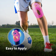 PreCut Kinesiology Tape for Knees, 12PCS Upgraded Waterproof KTQUICK Knee Tape for Knee Pain Relief Pre Cut, Original Cotton Athletic Knee Tape, Waterproof&Hypoallergenic Latex-Free for Sports (Black)