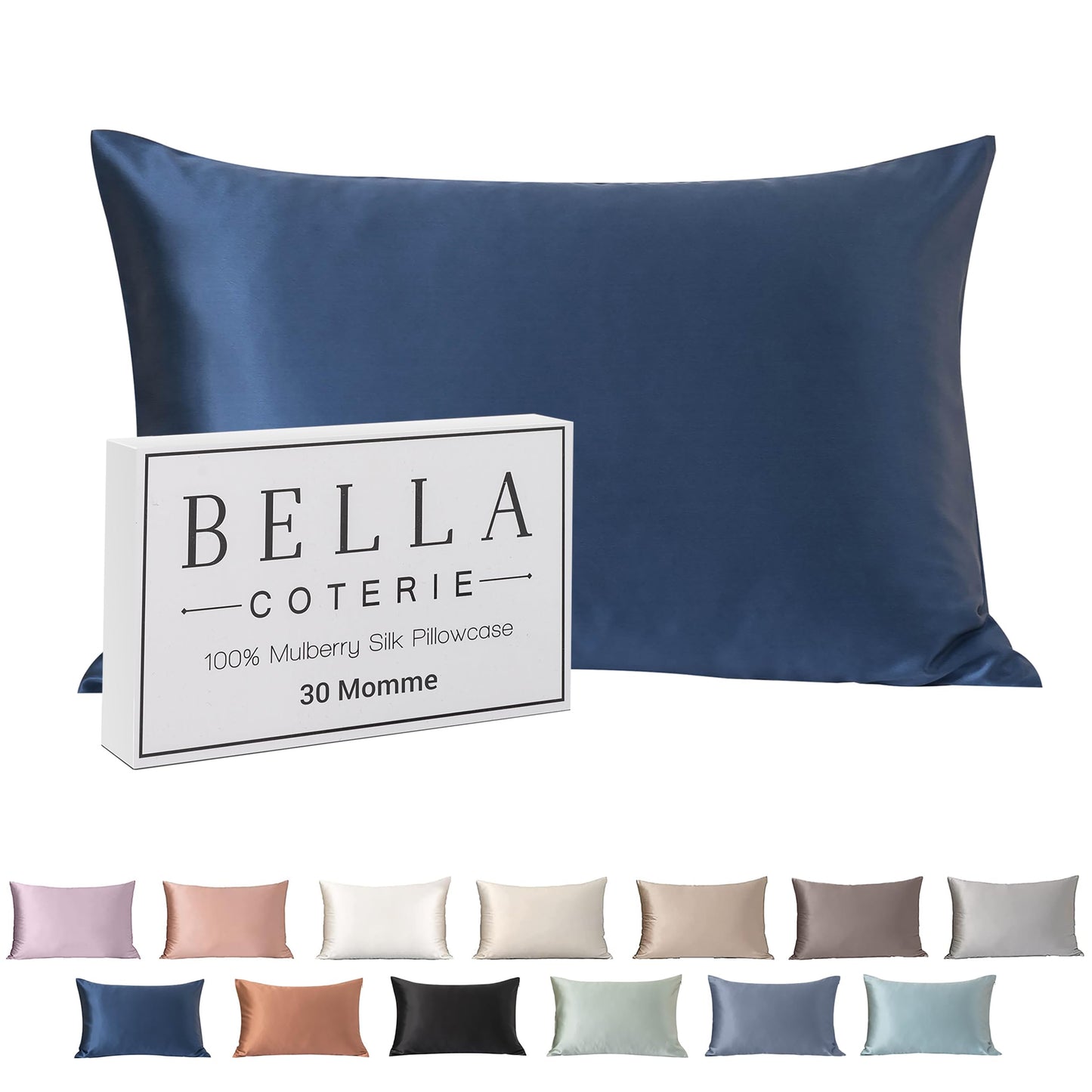 Bella Coterie Luxury Silk Pillowcase for Hair and Skin | 30 Momme | 100% Pure 6A Mulberry Silk | Super Soft | Perfectly Plush [Queen, White]