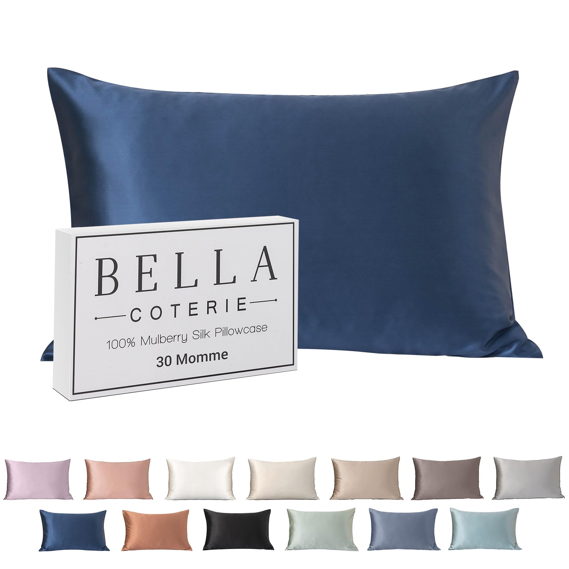 Bella Coterie Luxury Silk Pillowcase for Hair and Skin | 30 Momme | 100% Pure 6A Mulberry Silk | Super Soft | Perfectly Plush [Queen, White]