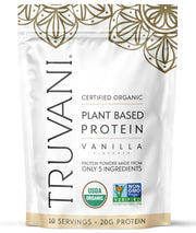 Truvani Vegan Pea Protein Powder | Vanilla | 20g Organic Plant Based Protein | 18 Servings | Keto | Gluten & Dairy Free | Low Carb | No Added Sugar