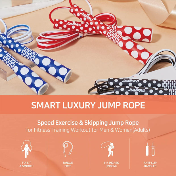 Skipping Jump Rope for Fitness Workout - Light Weight, Adjustable, Tangle Free, Excellent line control for Cardio Boxing, CrossFit, Training Exercise All Ages and Gender ( Special Luxury, KA-220, Made in Korea)