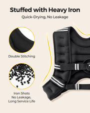 PACEARTH Weighted Vest,4lb/6lb/10lb/12lb/16lb/20lb/25lb/30lb Weight Vest with Reflective Stripe, Body Weight Vests Adjustable for Men, Women Workout, Strength Training, Running, Walking, Jogging