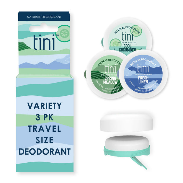 Tini Naturals Deodorant, Travel Size Aluminum Free Deodorant for Women & Men with Coconut Oil and Shea Butter, 0.4 oz Each (4 Pack), Spring Meadow Scent