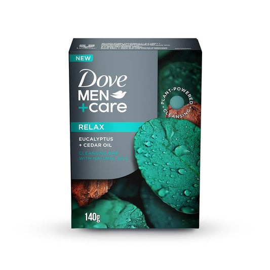 DOVE MEN + CARE Cleansing Bar Soap to Rebuild Skin in the Shower, a 4in1 Hair, Body, Face & Shaving Bar Eucalyptus + Cedar Oil with Plant-Based Cleanser and Natural Oils 5 oz