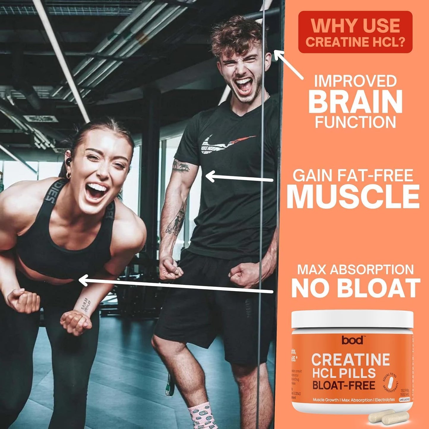 Creatine HCL Pills - Muscle Growth, Endurance, No Bloat, No Load, Not Flavored | Monohydrate Micronized Alternative, Creatine for Women and Men, Vegan, Creatina HCL, 150 Capsules
