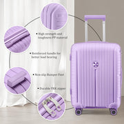 Joyway Luggage Sets 6 Piece PP Hardside Carry on Suitcase with Spinner Wheels and TSA Lock for Travel, Purple
