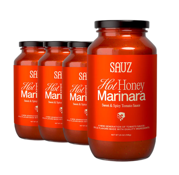 Sauz | Variety Pack, 25 Oz Jars (4-Pack), Includes Hot Honey Marinara, Creamy Calabrian Vodka, Wild Rosemary, Summer Lemon, Gluten-Free, Non-GMO, Multi-Use, Clean Ingredients – Small Batch Craft Sauces