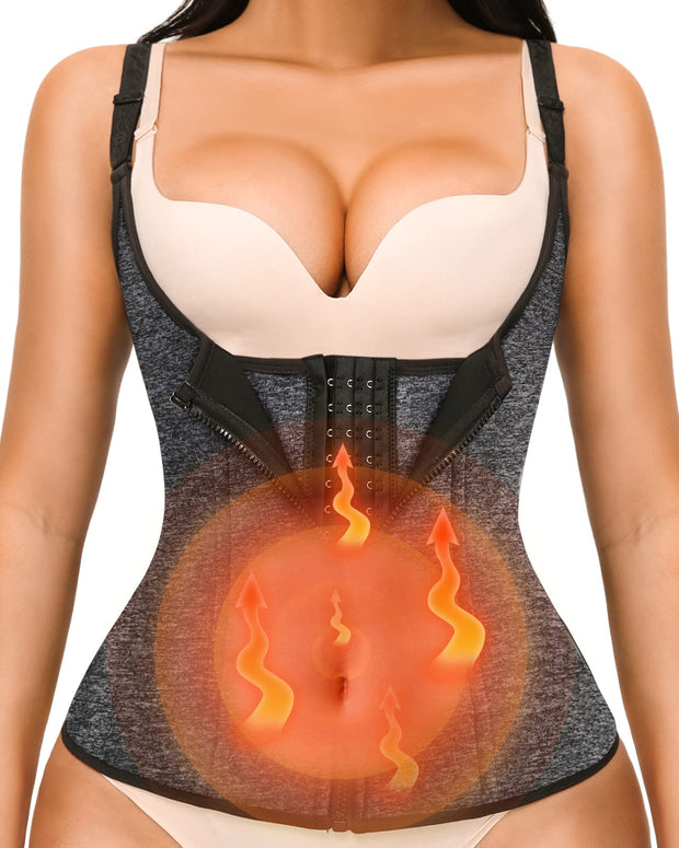 YADIFEN Waist Trainer Vest for Women,Zipper Corset Body Shaper for Tummy Control Neoprene Cincher Tank Top with Straps