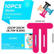 OK TAPE Nylon Kinesiology Tape for Knee, 10 Pcs Stretchable on Four Sides Precut Strips, Athletic Tape for Knee Support & Stability,Breathable and Hypoallergenic, Beige