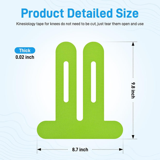 Kinesiology Tape for Knees, 10 Count Knee Tape for Knee Pain Relief Pre Cut, Latex Free Knee Tape, Support Muscles and Joints, Knee Kinesiology Tape Pre Cut, Waterproof and Elastic (Black)