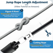Weighted Jump Rope, 1LB Tangle-Free Ball Bearing Rapid Speed Skipping Rope for Men Women, Adjustable 9mm Cotton & PVC Rope with Alum Handle for Boxing MMA Weight-Loss Athletic Workout Fitness