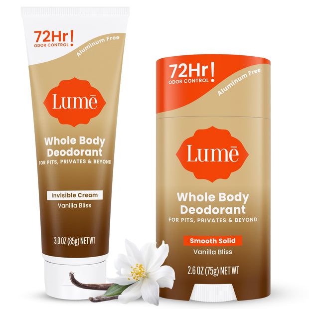 Lume Whole Body Deodorant - Invisible Cream and Solid - 72 Hour Odor Control - Aluminum Free, Baking Soda Free, Skin Safe - 3.0 Ounce Cream and 2.6 Ounce Solid Bundle (Lavender Sage)