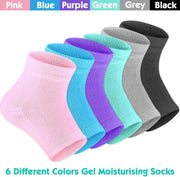 Selizo 6 Pairs Heel Moisturizing Socks Open Toe Socks Cracked Gel Heel Socks Foot Toeless Heel Repair Socks for Women Dry Hard Cracked Feet, 6 Colors