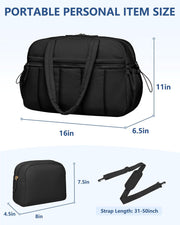 Travel Duffle Gym Bag for Women: Carry on Weekender Bags with Toiletry Bag Duffel Tote Bag with Wet Pocket Water Resistant Overnight Bag for Womens Hospital Work Sports Yoga Bags Black