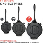 Uno Casa Cast Iron Tortilla Press 8 Inch - Tortilla Maker Press, Pre-Seasoned Roti Maker with 100 Pcs Parchment Paper - Heavy Duty Quesadilla Maker for Homemade Flatbreads, Rotis, Empanadas